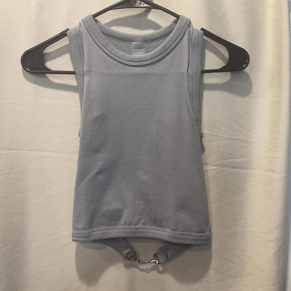 Bloom Seasons Women's Ribbed Sleeveless Top with Back Cutout